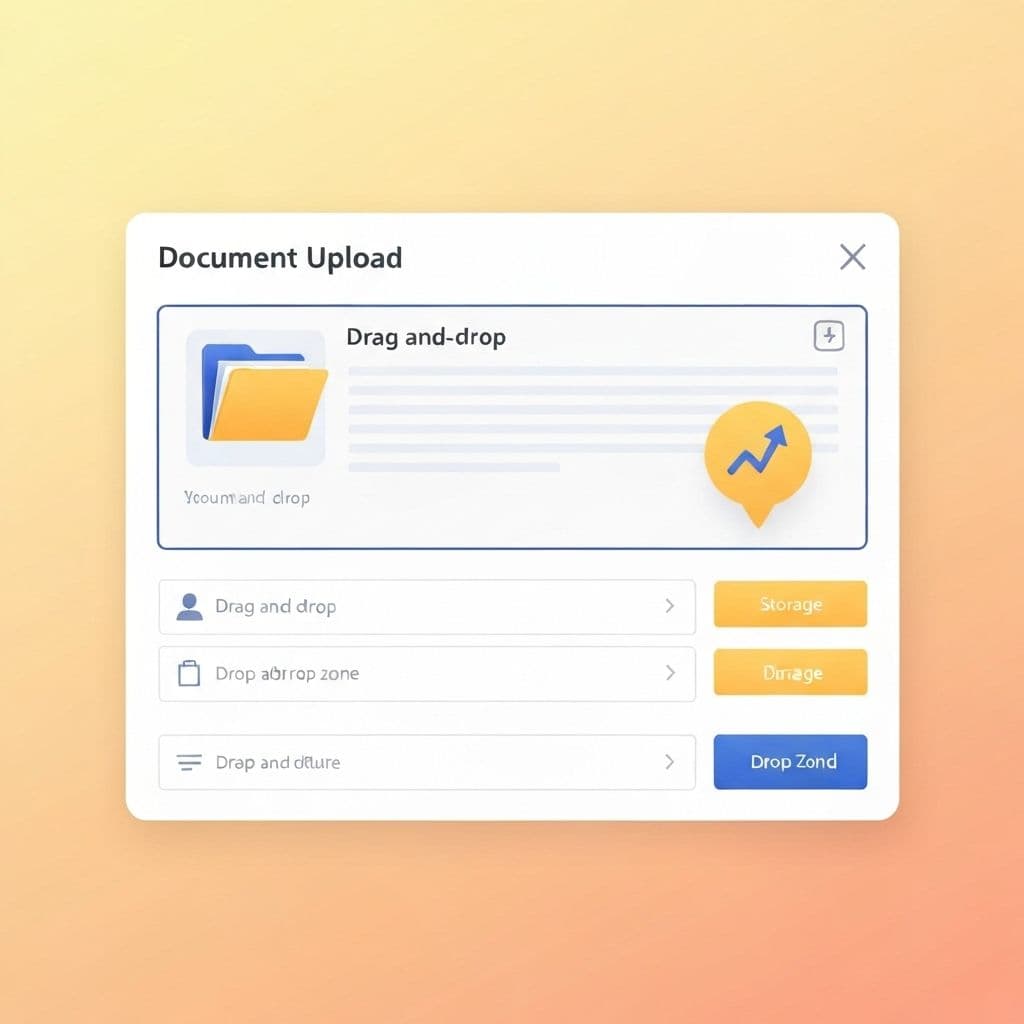 드래그 앤 드롭 영역이 있는 문서 업로드 인터페이스. 텍스트 파일을 간편하게 업로드하거나 직접 입력할 수 있는 현대적인 UI 디자인